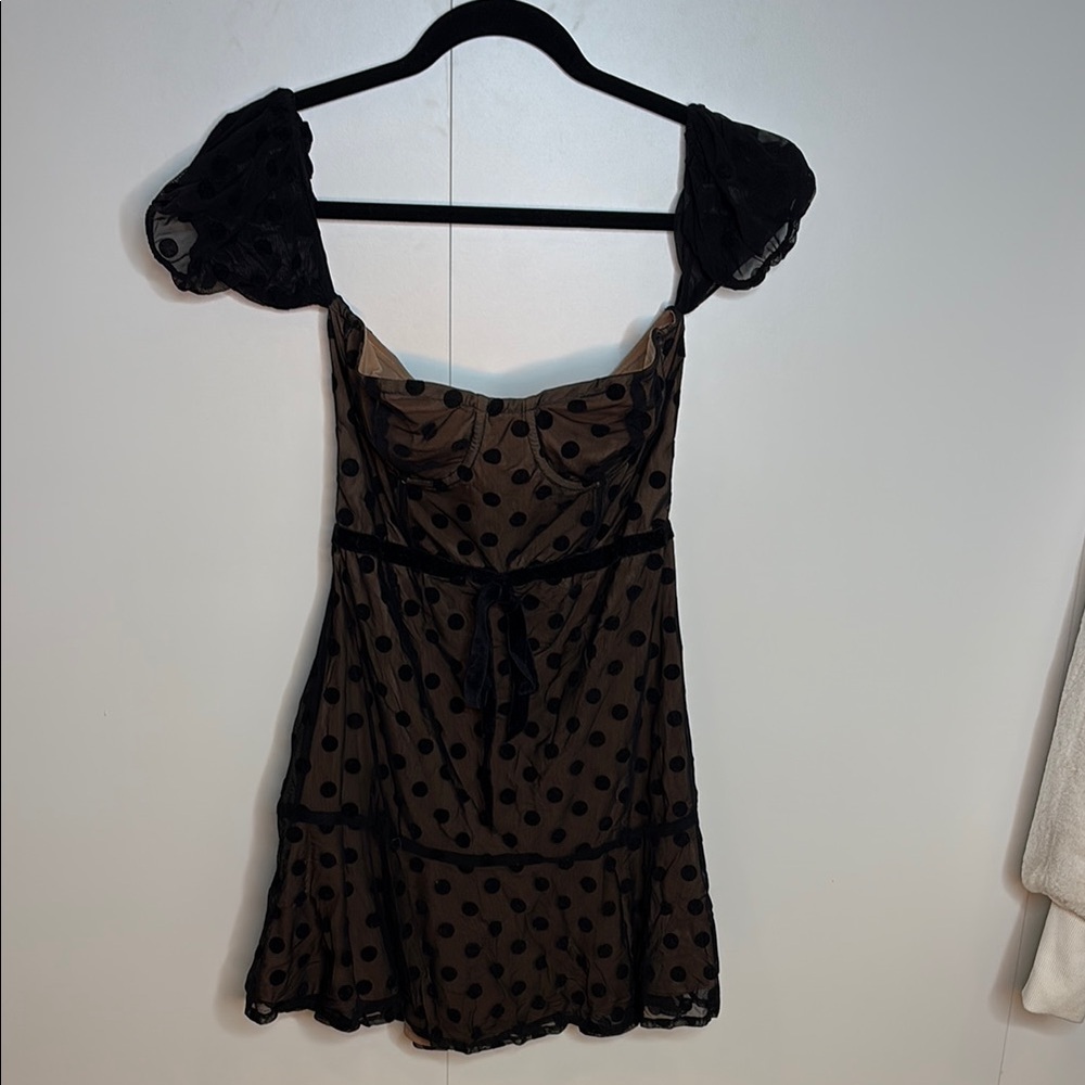 For Love and Lemons Elegant Black Polka Dot Dress